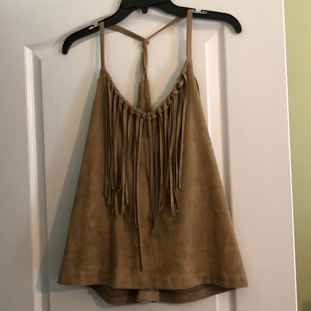 Suede fringe top